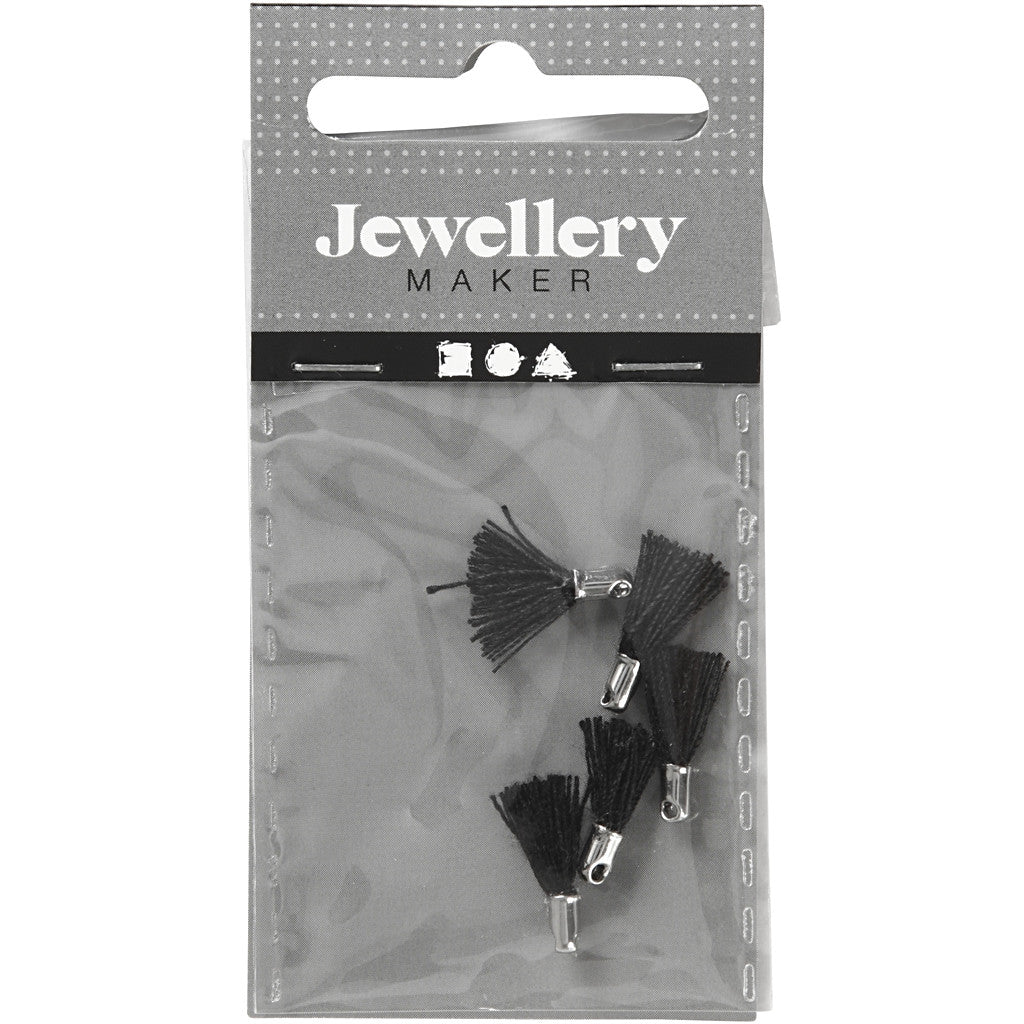 Berlock, L: 10 mm, Hålstl. 1 mm, svart, 5 st./ 1 förp. [HOB-61185]