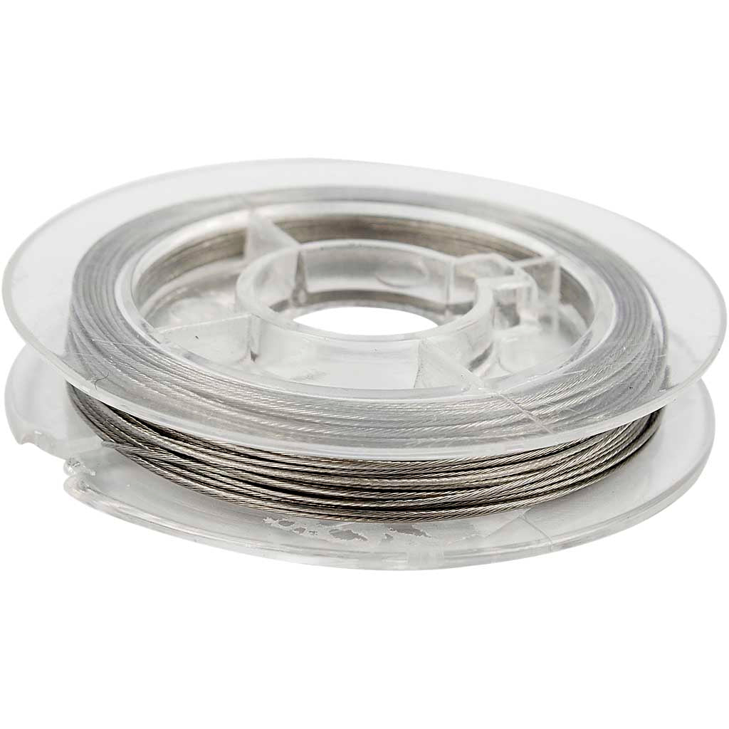 Beading Wire, thickness 0,38 mm, silver, 10 m/ 1 roll