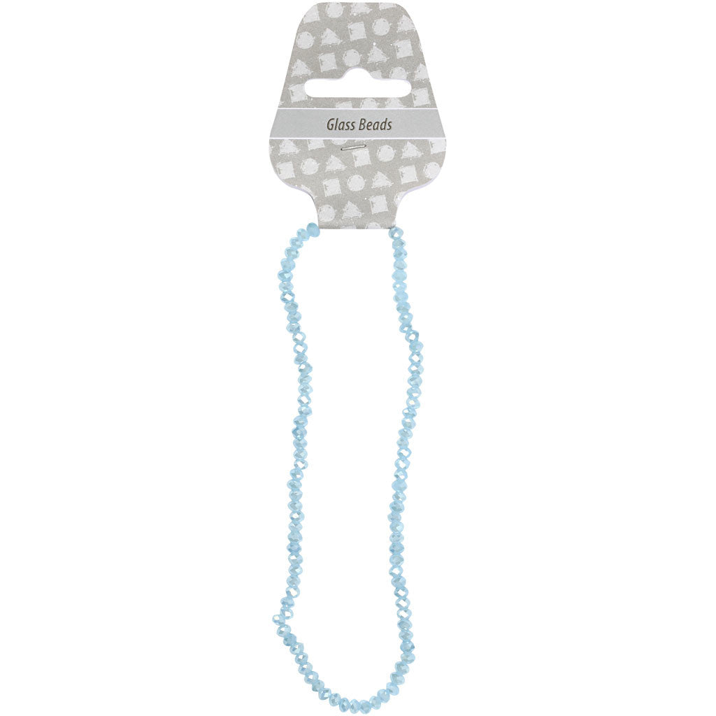 Facettpärlor, stl. 3x4 mm, Hålstl. 0,8 mm, havsblå, 100 st./ 1 förp. [HOB-61663]