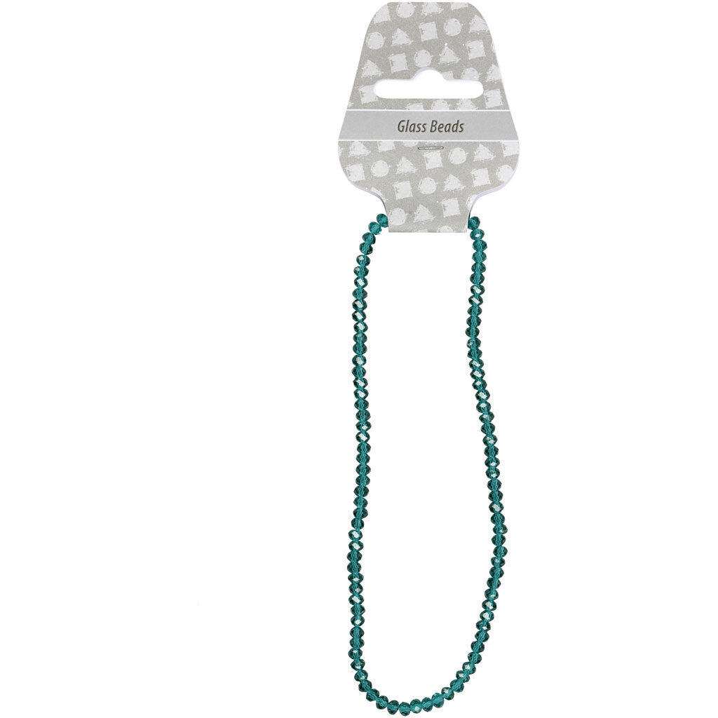 Facettpärlor, stl. 3x4 mm, Hålstl. 0,8 mm, smaragdgrön, 100 st./ 1 förp. [HOB-61664]