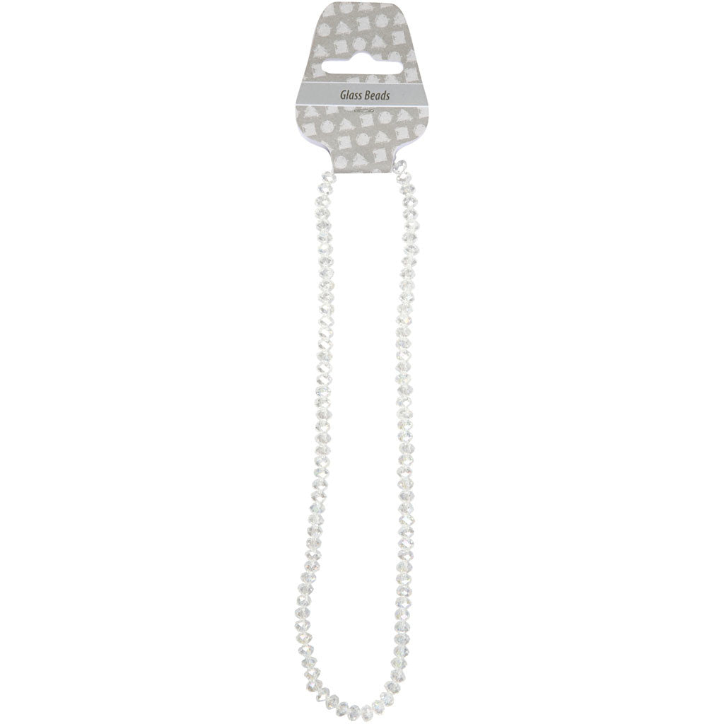 Facettpärlor, stl. 5x6 mm, Hålstl. 1 mm, kristall, 100 st./ 1 förp. [HOB-61672]