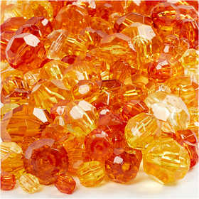 Facettpärlor, stl. 4-12 mm, Hålstl. 1-2,5 mm, ca. 860 st., gul (32227), 250 g/ 1 förp. [HOB-61886]