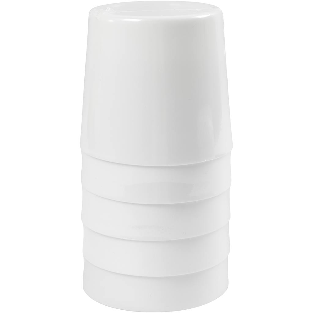 Vattenkopp/bägare, H: 9,5 cm, Dia. 8,5 cm, 300 ml, vit, 5 st./ 1 förp. [HOB-667051]