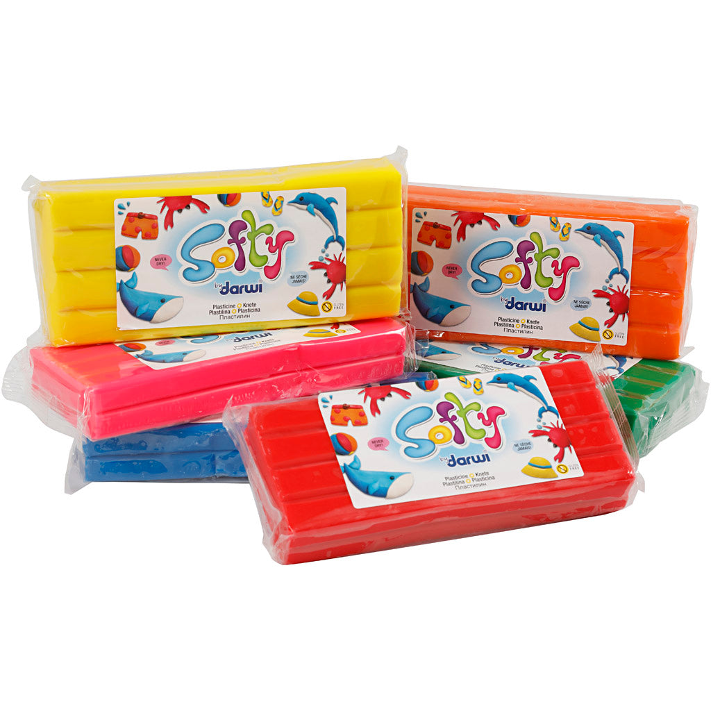 Softy Modellera, mixade färger, 6x500 g/ 1 förp. [HOB-680495]
