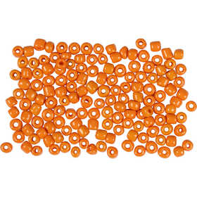 Rocaillepärlor, Dia. 3 mm, stl. 8/0, Hålstl. 0,6-1,0 mm, orange, 25 g/ 1 förp. [HOB-682021]