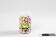 Träpärlor, Dia. 10-15 mm, Hålstl. 3-5 mm, ljusblå, ljusgrön, ljusröd, ljusgul, 400 ml/ 1 hink [HOB-684690]