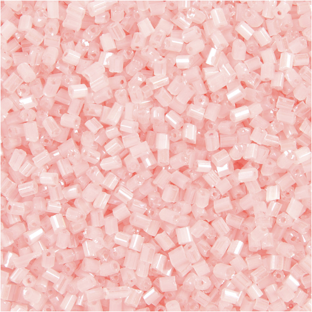 Rocaipärlor 2-cut, Dia. 1,7 mm, stl. 15/0, Hålstl. 0,5 mm, transparent rosa, 25 g/ 1 förp. [HOB-687820]
