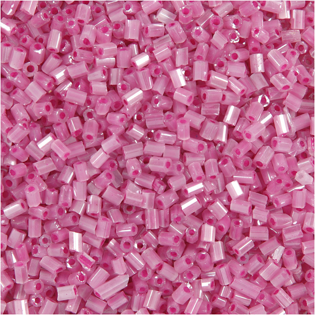 Rocaipärlor 2-cut, Dia. 1,7 mm, stl. 15/0, Hålstl. 0,5 mm, rosa, 25 g/ 1 förp. [HOB-687830]