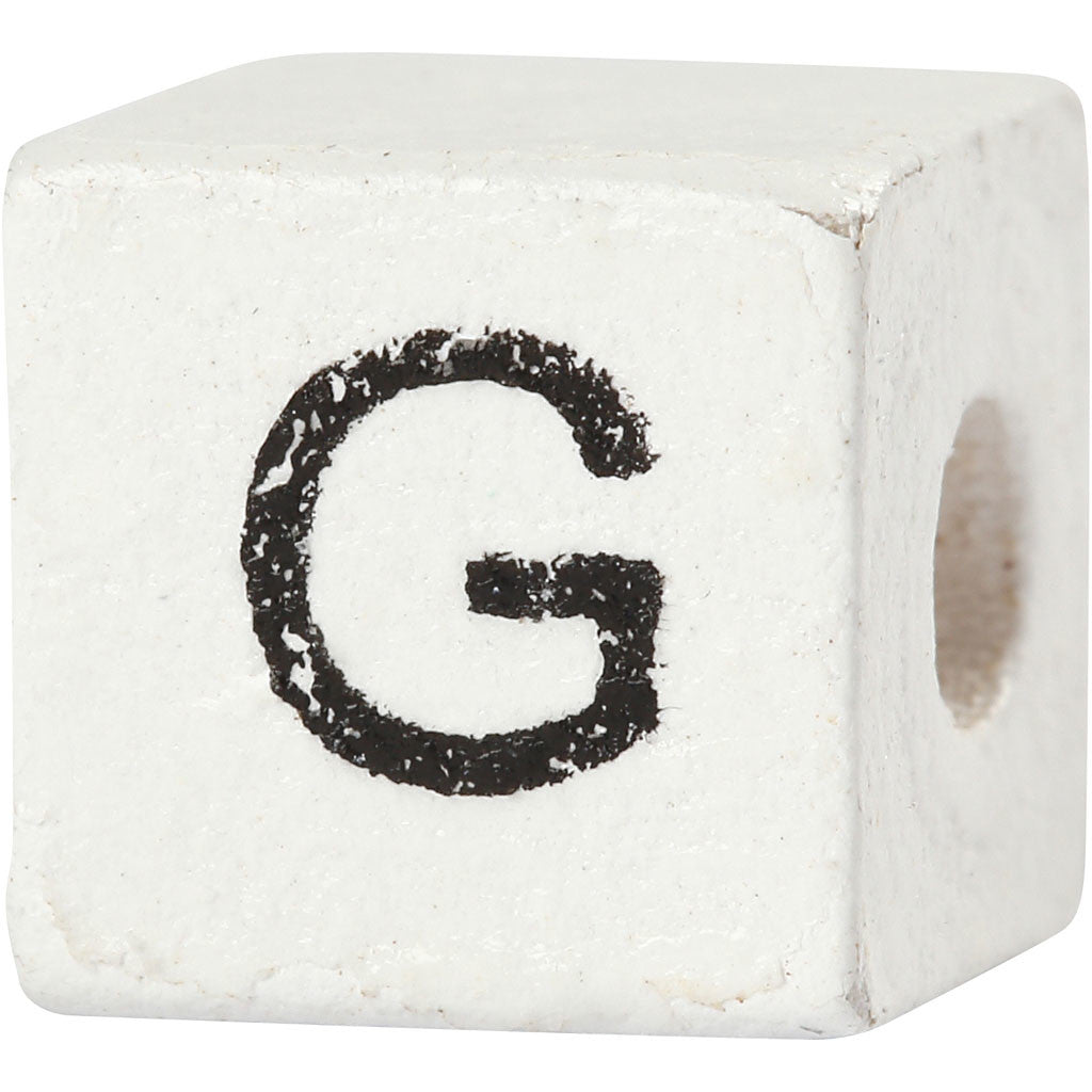 Bokstavspärlor, G, stl. 8x8 mm, Hålstl. 3 mm, vit, 25 st./ 1 förp. [HOB-68957]
