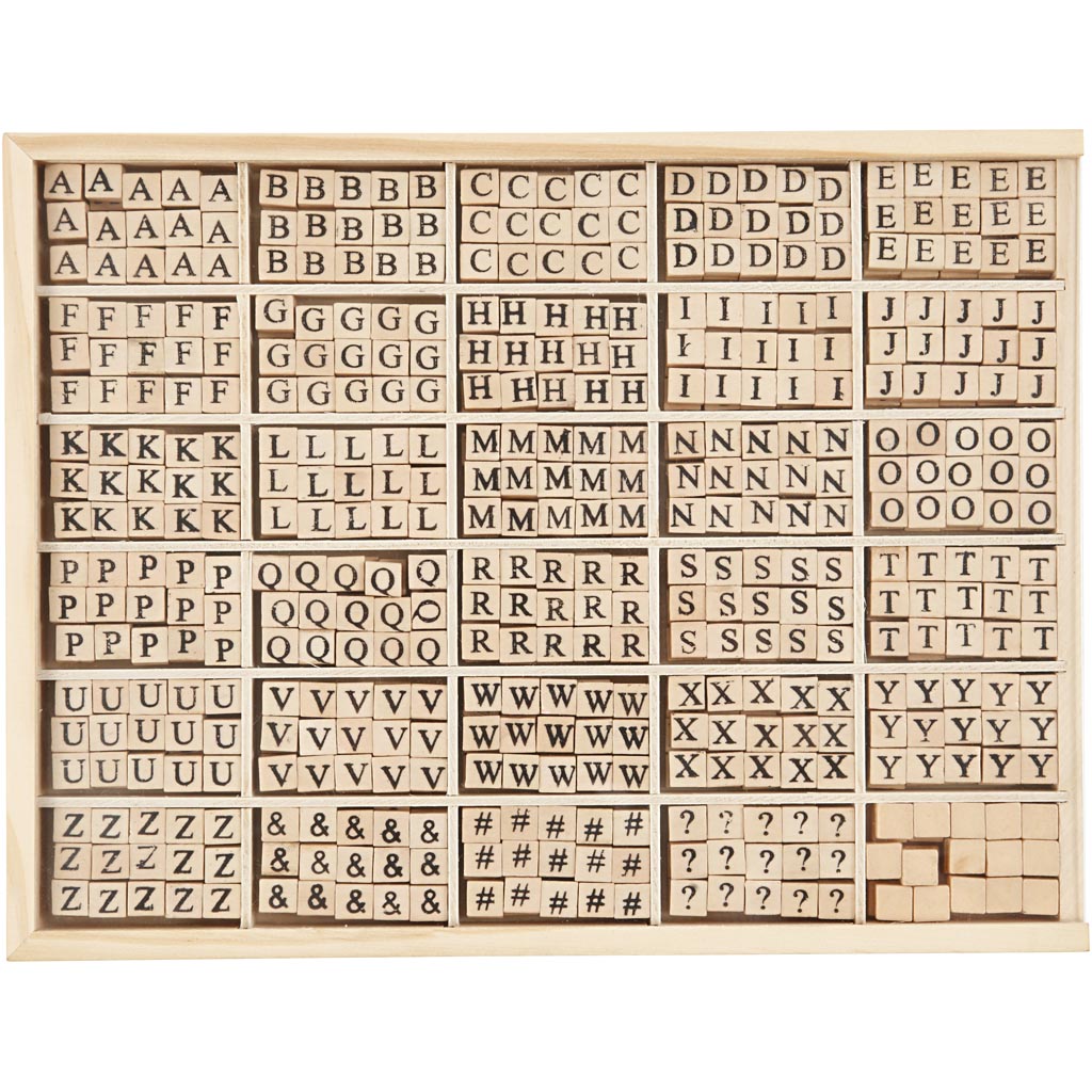 Bokstavspärlor, AZ, &, #, ?, stl. 8x8 mm, Hålstl. 3 mm, vit, 750 mix./ 1 förp. [HOB-68982]