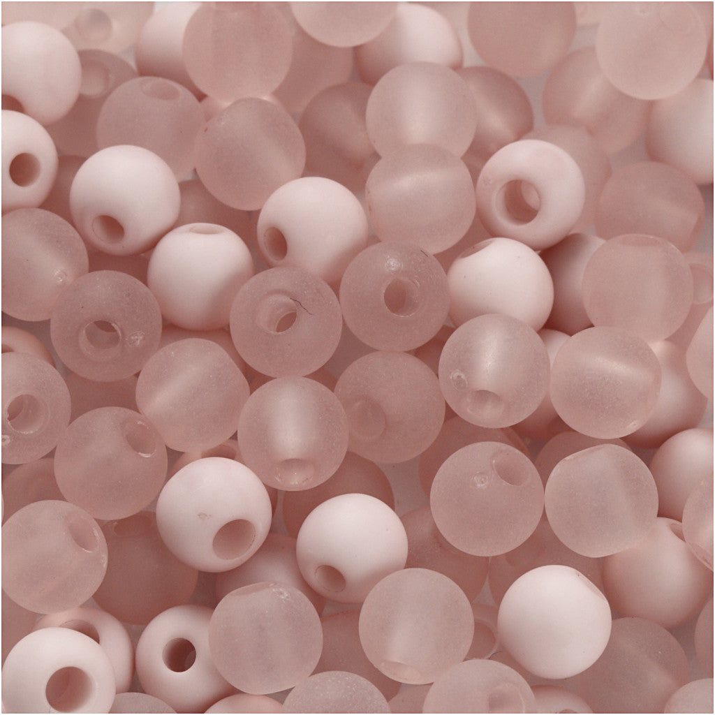 Plastpärlor, Dia. 6 mm, Hålstl. 2 mm, ca. 150 st., rosa, 40 g/ 1 förp. [HOB-69591]
