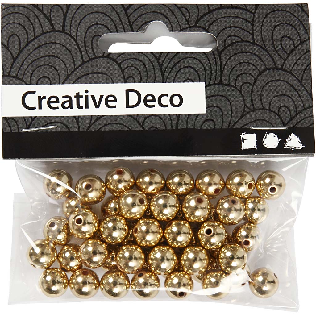 Vaxpärlor, Dia. 8 mm, Hålstl. 1 mm, guld, 50 st./ 1 förp. [HOB-698221]