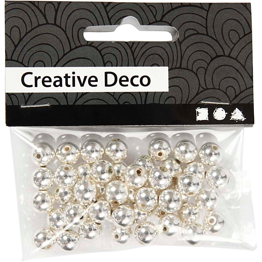 Vaxpärlor, Dia. 8 mm, Hålstl. 1 mm, silver, 50 st./ 1 förp. [HOB-698241]