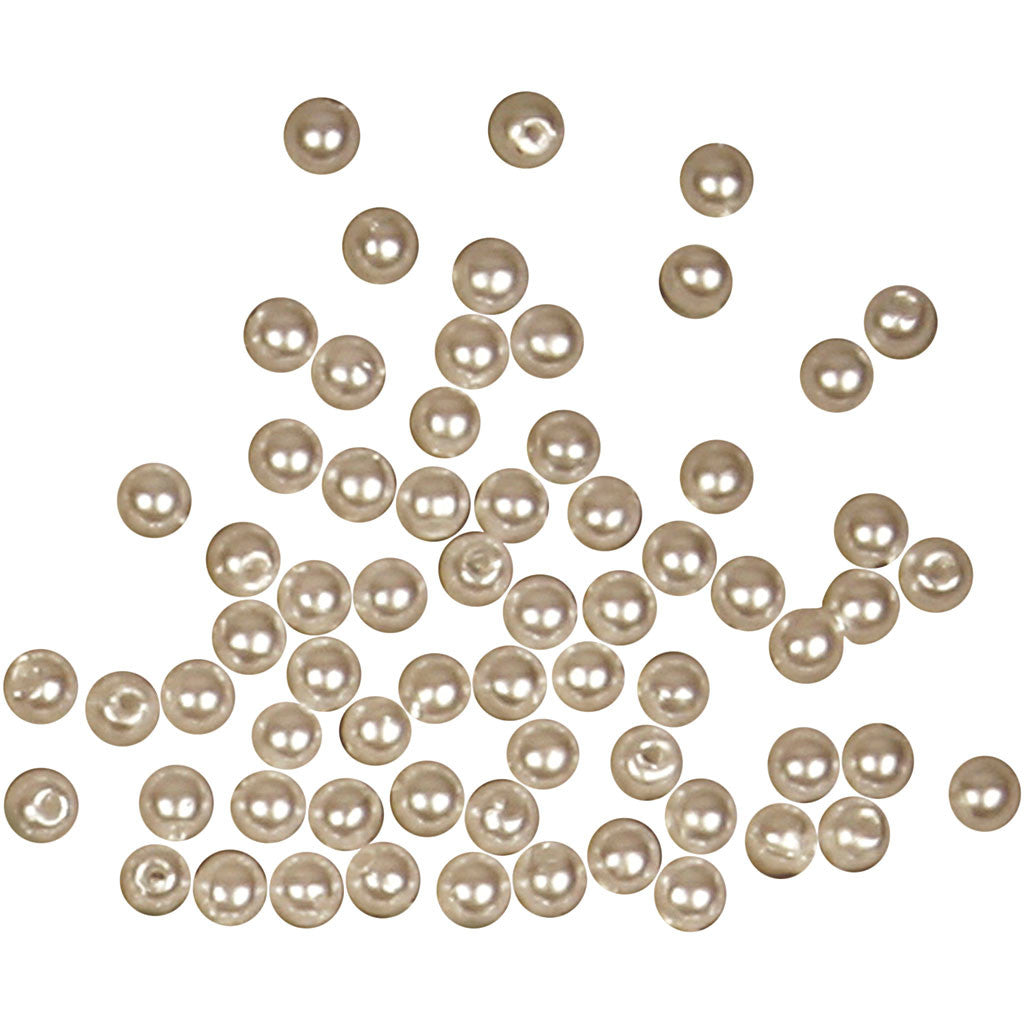 Vaxpärlor, Dia. 4 mm, Hålstl. 0,7 mm, pärlemor, 150 st./ 1 förp. [HOB-698361]