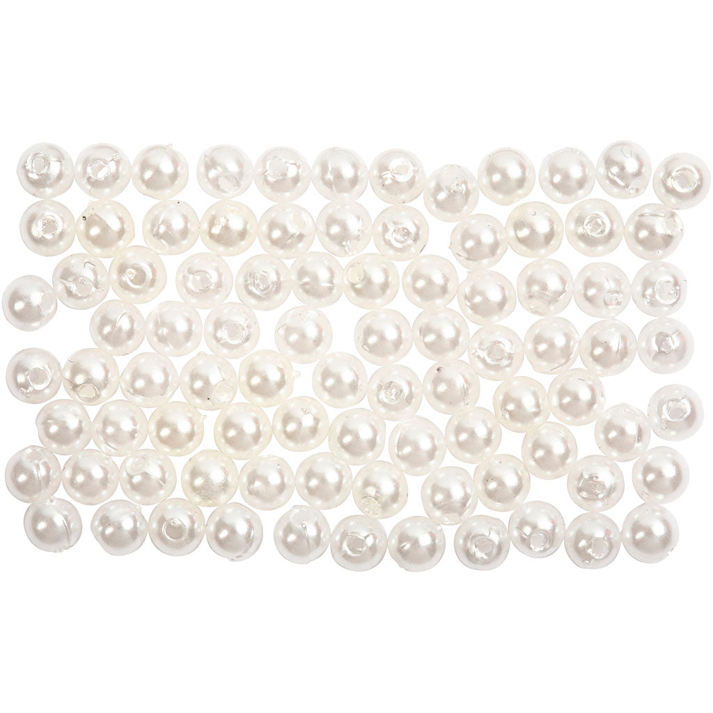 Wax Beads, dia. 4 mm, hole size 0,7 mm, mother-of-pearl, 150 pc