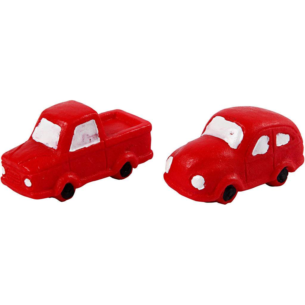 Miniature figurines, H: 20 mm, L: 40 mm, red, 2 pc