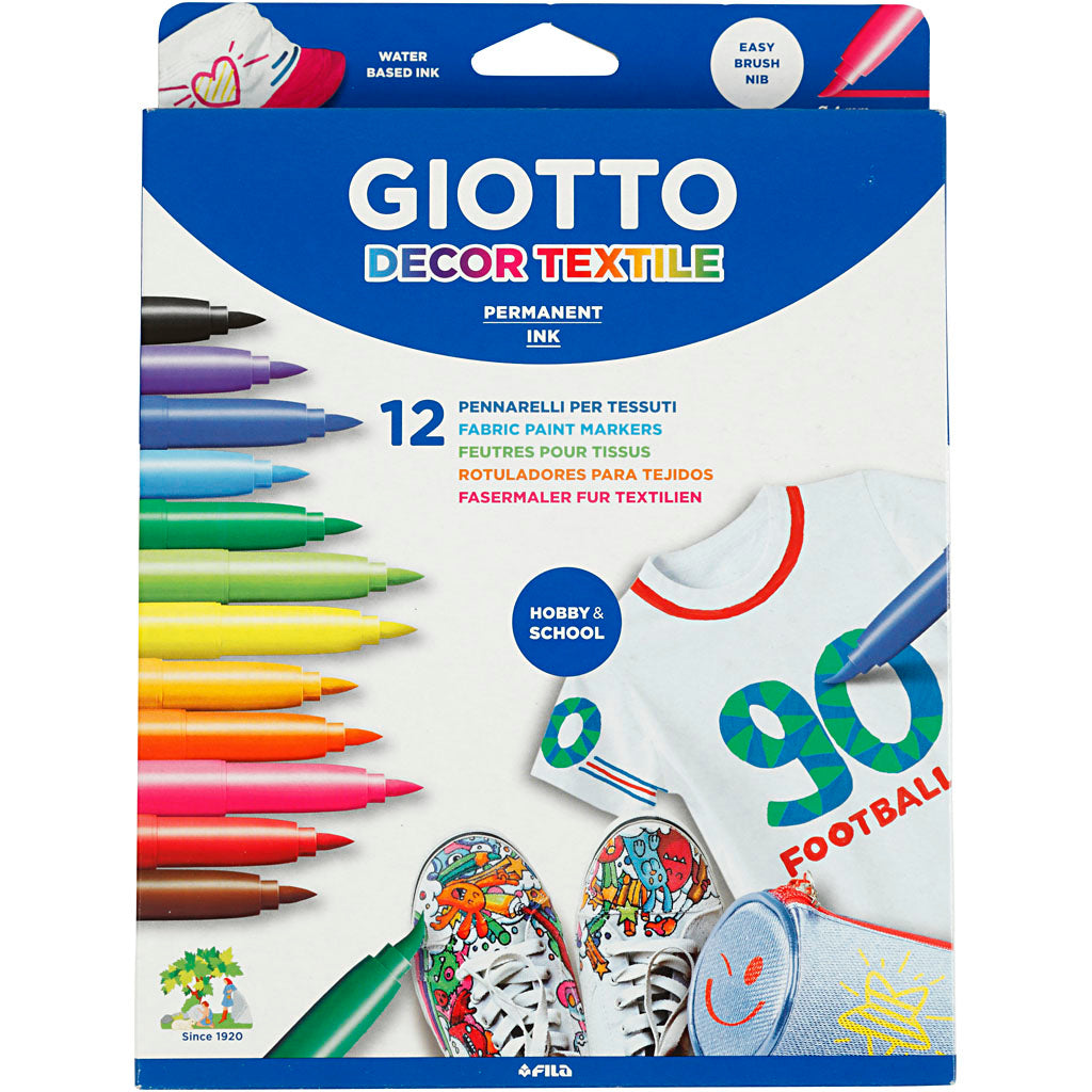 GIOTTO Tygtusch, spets 4 mm, mixade färger, 12 st./ 1 förp. [HOB-701290]
