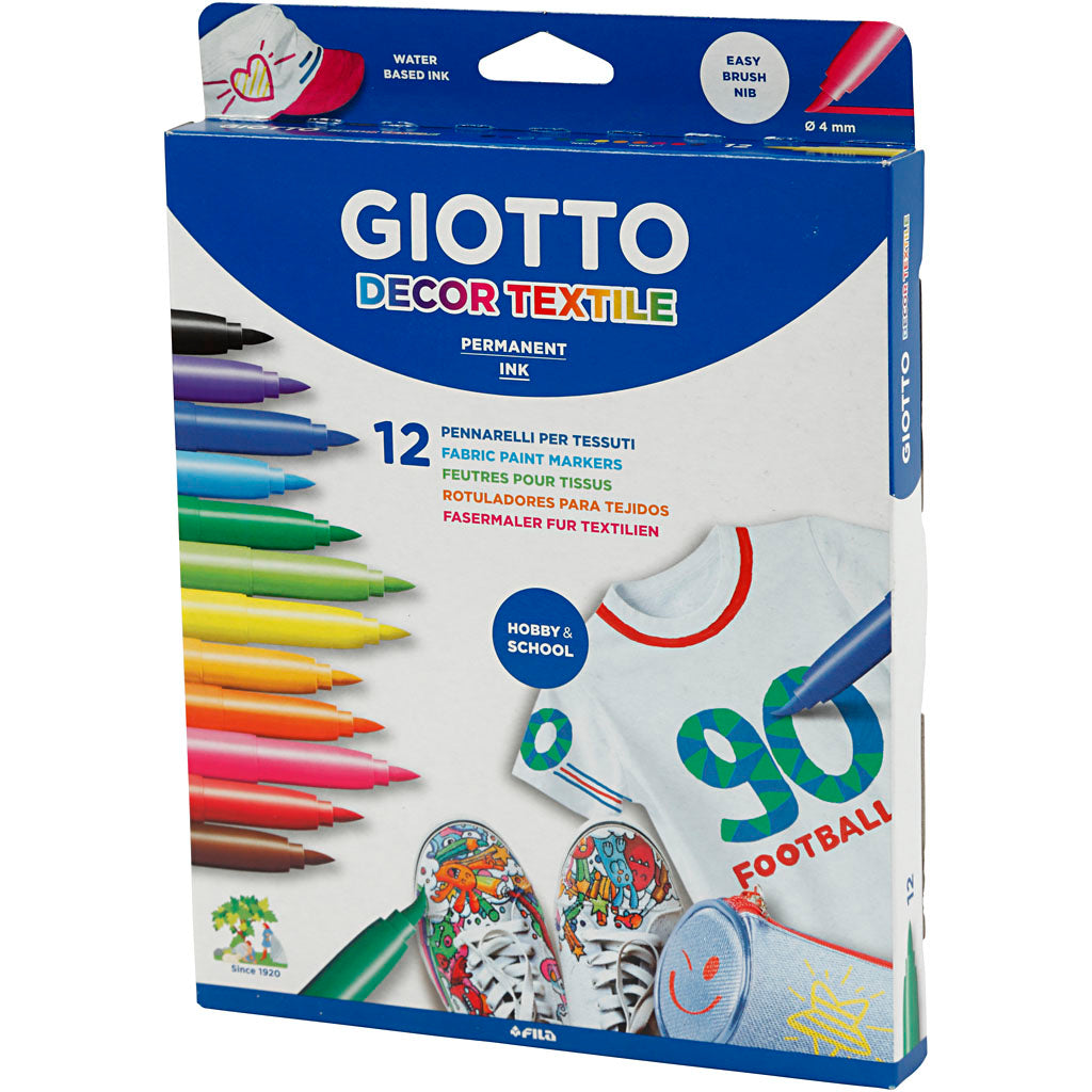 GIOTTO Tygtusch, spets 4 mm, mixade färger, 12 st./ 1 förp. [HOB-701290]