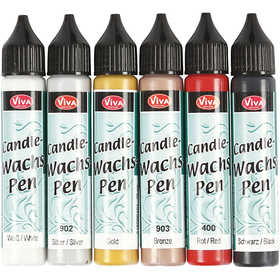 Ljusvax i målarflaskor, standardfärger, 6x28 ml/ 1 förp. [HOB-73514]