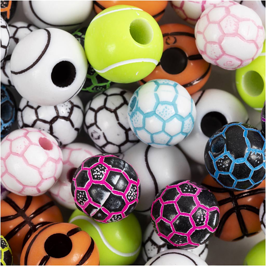 Sports Beads, dia. 10+11 mm, hole size 1,5+3 mm, 270 g