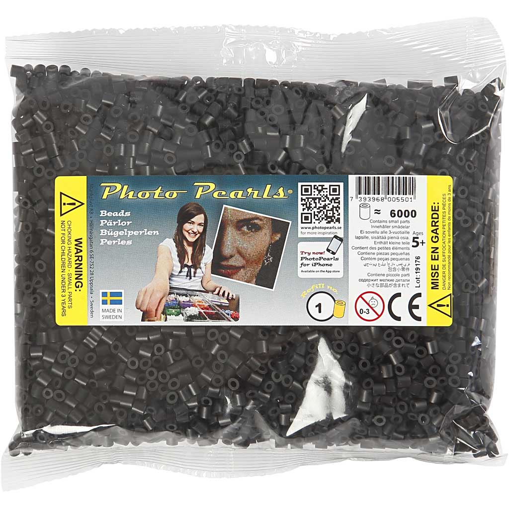 Rörpärlor, stl. 5x5 mm, Hålstl. 2,5 mm, medium, sort (32220), 6000 st./ 1 förp. [HOB-751011]