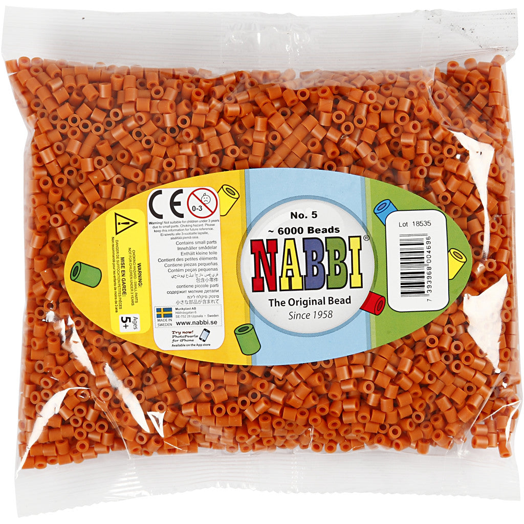 Rörpärlor, stl. 5x5 mm, Hålstl. 2,5 mm, medium, kola brun (32254), 6000 st./ 1 förp. [HOB-751051]