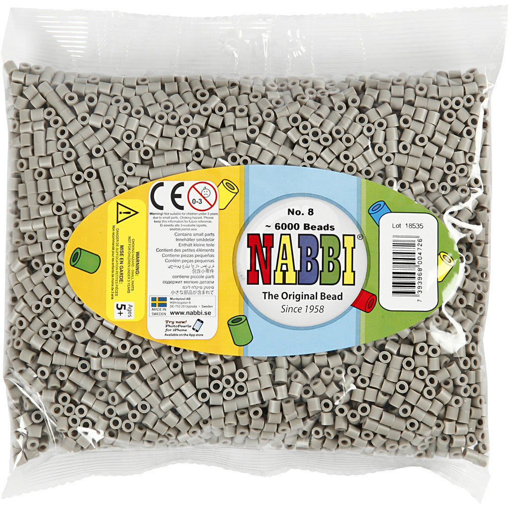 Rörpärlor, stl. 5x5 mm, Hålstl. 2,5 mm, medium, askgrå (32226), 6000 st./ 1 förp. [HOB-751081]