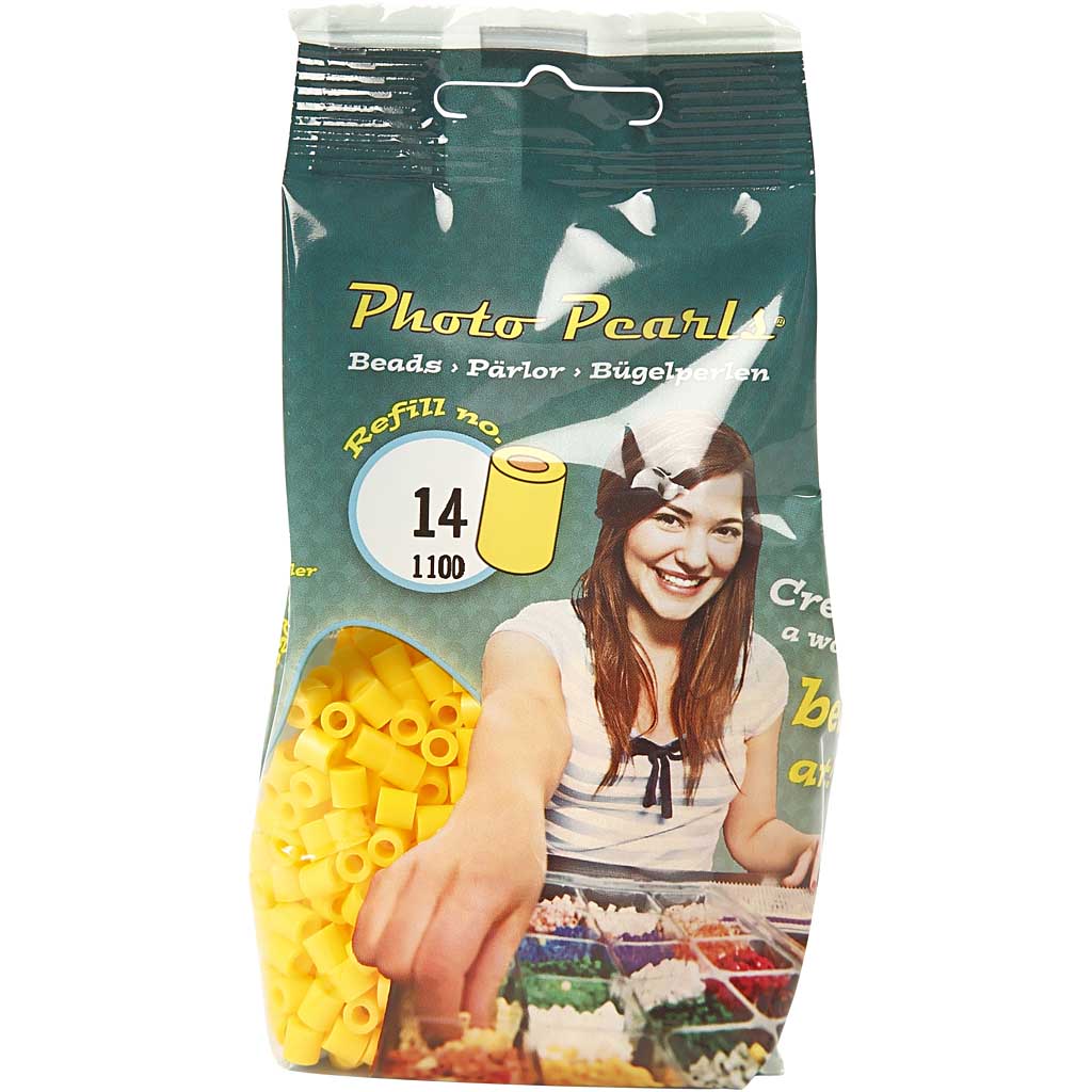 Rörpärlor, stl. 5x5 mm, Hålstl. 2,5 mm, medium, gul (32227), 1100 st./ 1 förp. [HOB-751140]