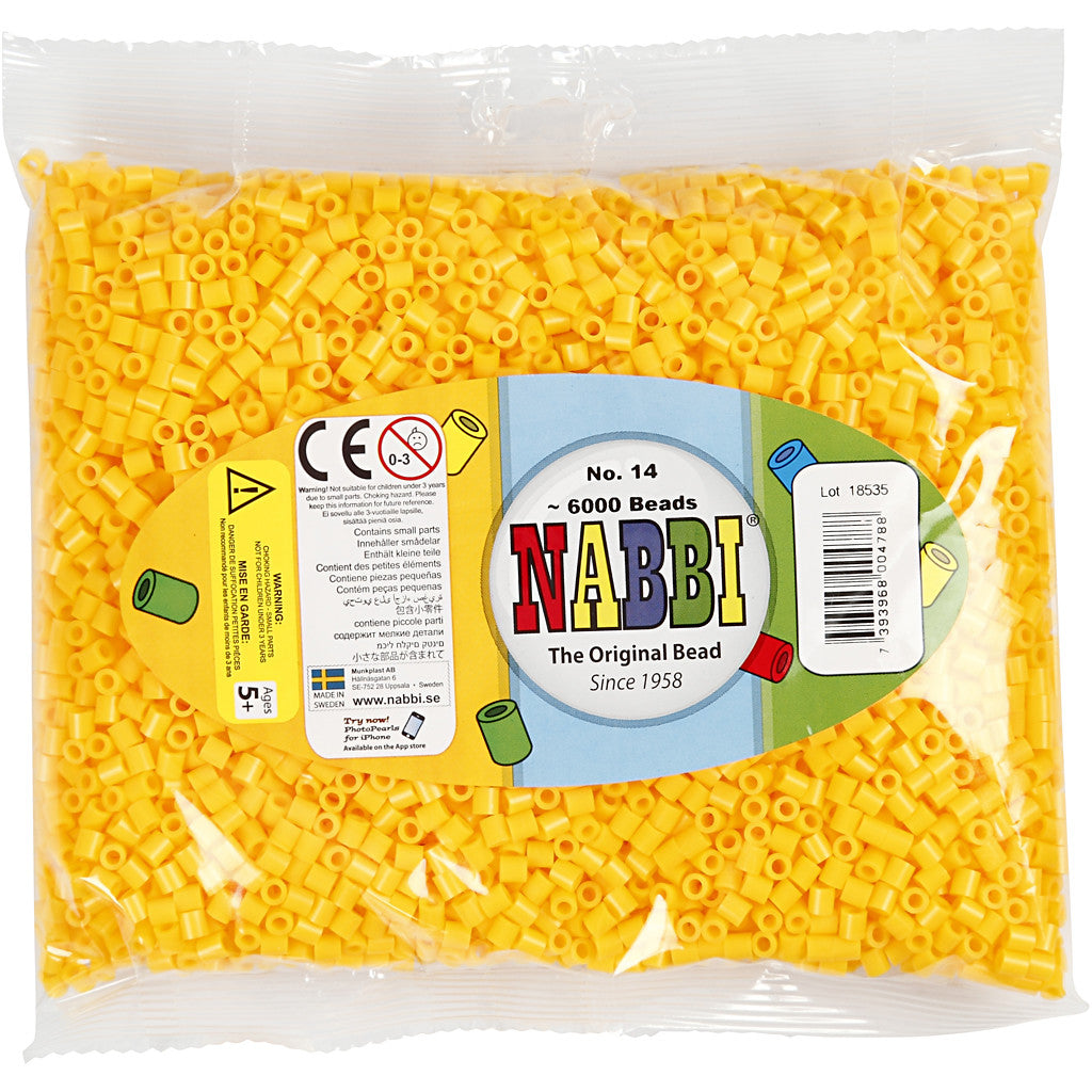 Rörpärlor, stl. 5x5 mm, Hålstl. 2,5 mm, medium, gul (32227), 6000 st./ 1 förp. [HOB-751141]