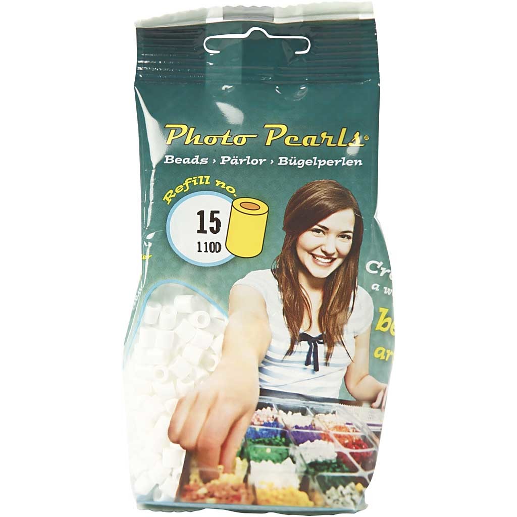 Rörpärlor, stl. 5x5 mm, Hålstl. 2,5 mm, medium, vit (32221), 1100 st./ 1 förp. [HOB-751150]