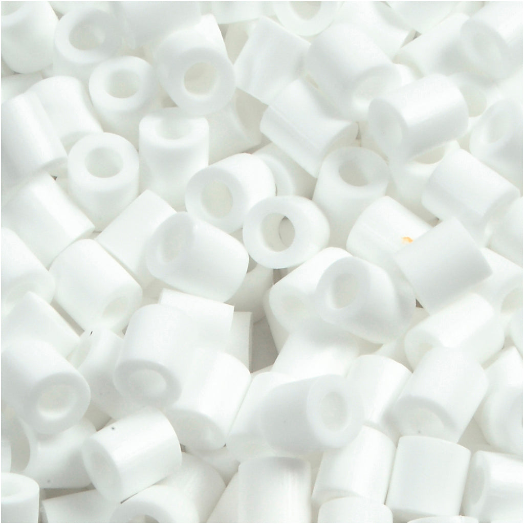 Fuse Beads, size 5x5 mm, hole size 2,5 mm, medium, white (32221), 6000 pc