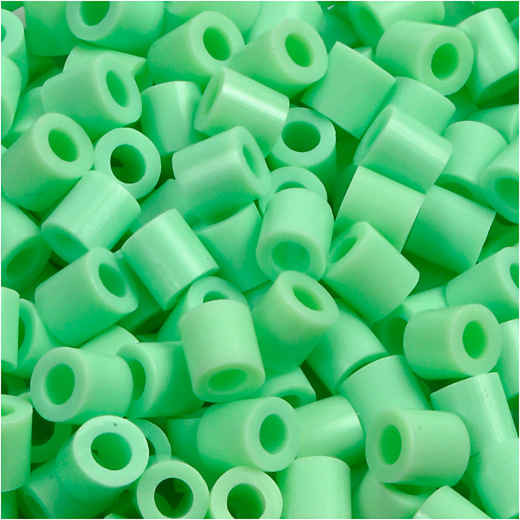 Fuse Beads, size 5x5 mm, hole size 2,5 mm, medium, pastel green (32252), 6000 pc