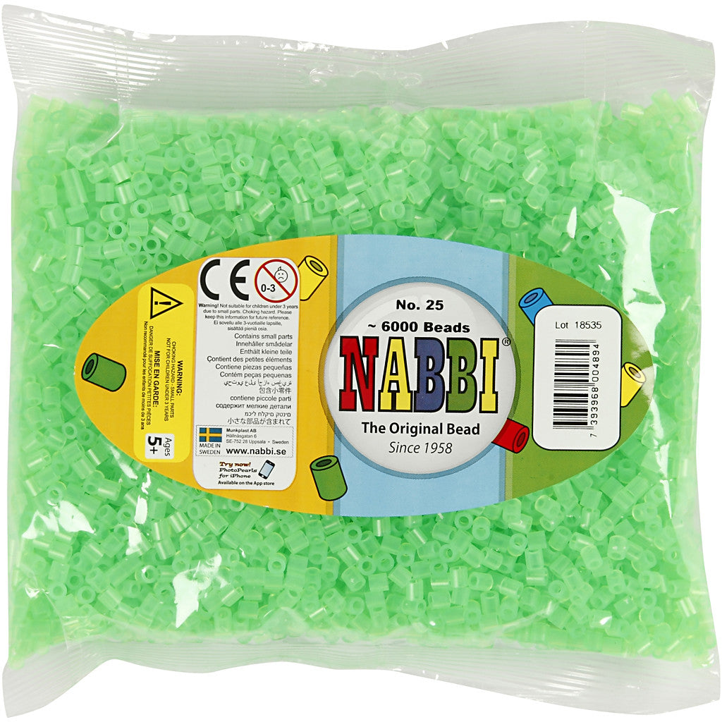 Rörpärlor, stl. 5x5 mm, Hålstl. 2,5 mm, medium, neongrön (32237), 6000 st./ 1 förp. [HOB-751251]