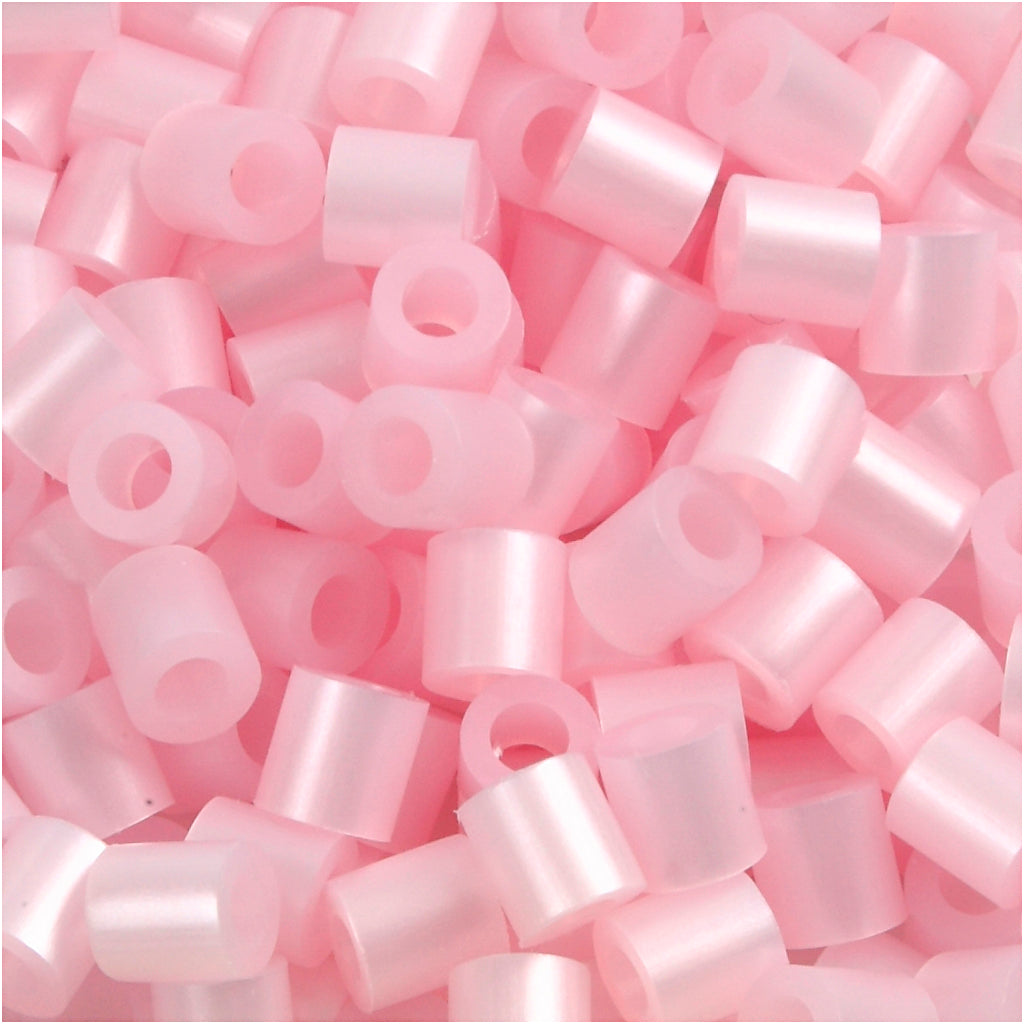 Fuse Beads, size 5x5 mm, hole size 2,5 mm, medium, rose mother-of-pearl (32259), 1100 pc