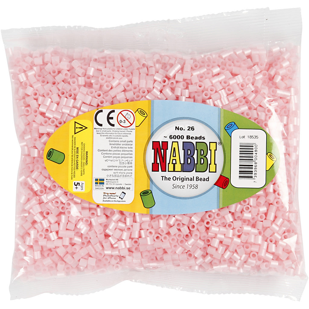 Rörpärlor, stl. 5x5 mm, Hålstl. 2,5 mm, medium, rosa pärlemor (32259), 6000 st./ 1 förp. [HOB-751261]