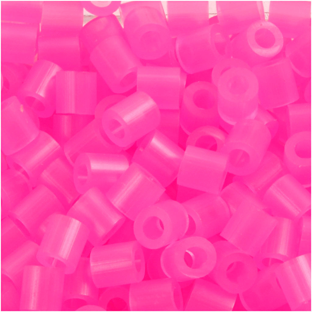 Fuse Beads, size 5x5 mm, hole size 2,5 mm, medium, rose neon (32257), 1100 pc