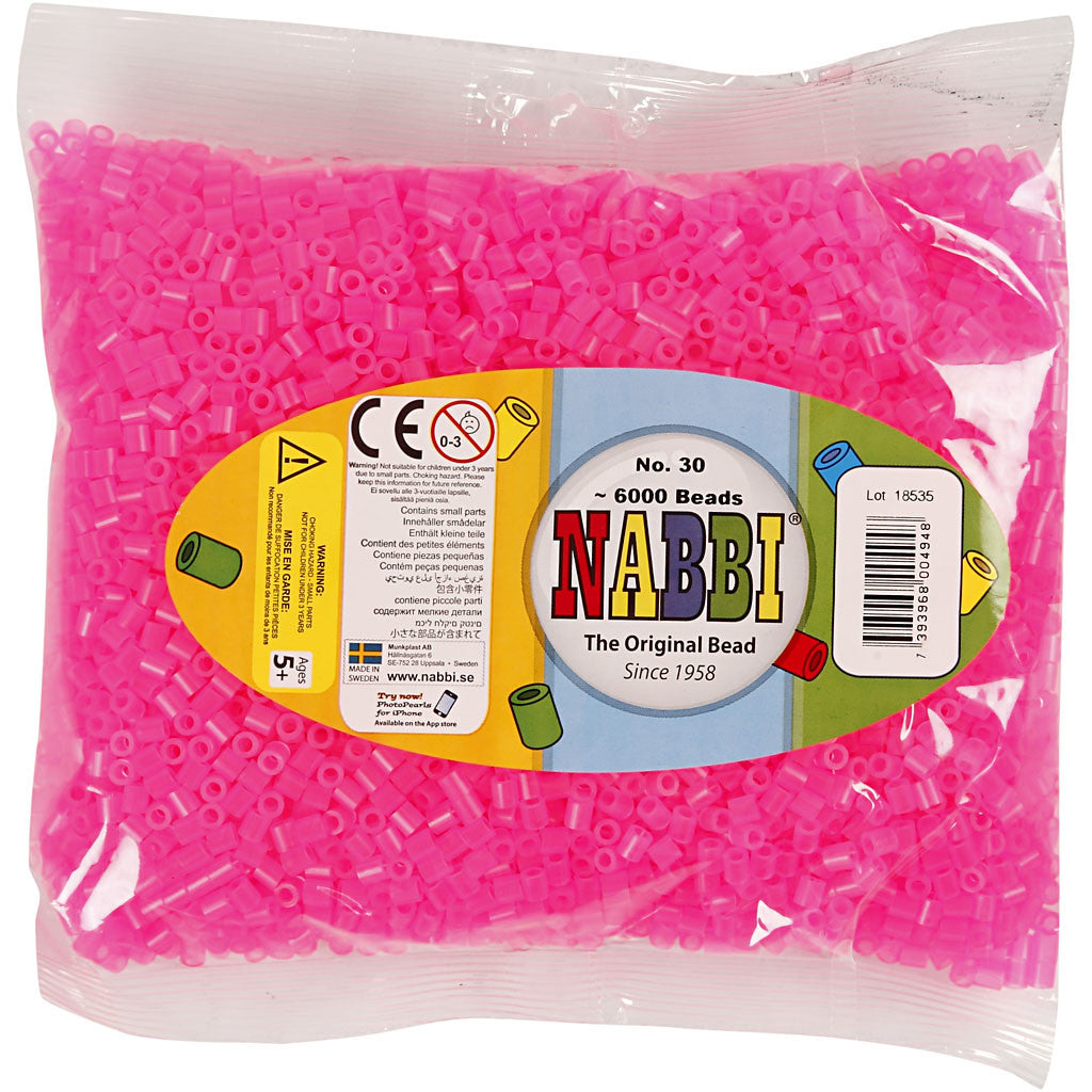 Rörpärlor, stl. 5x5 mm, Hålstl. 2,5 mm, medium, rosa neon (32257), 6000 st./ 1 förp. [HOB-751301]