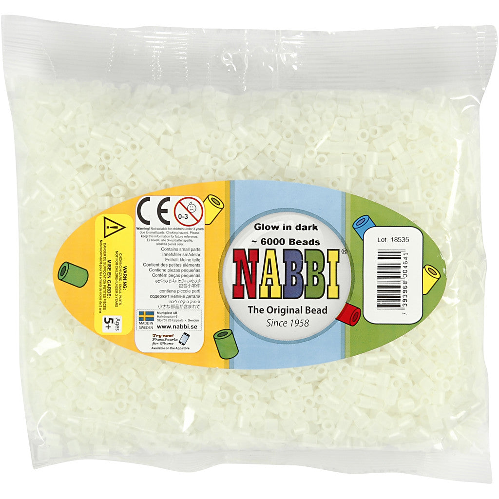 Rörpärlor, stl. 5x5 mm, Hålstl. 2,5 mm, medium, självlysande, 6000 mix./ 1 förp. [HOB-752831]