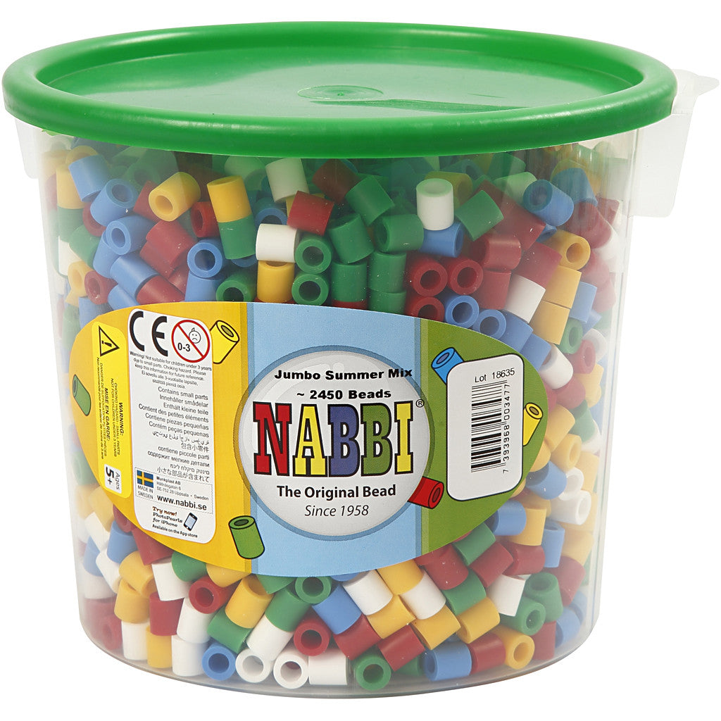 Rörpärlor, stl. 10x10 mm, Hålstl. 5,5 mm, JUMBO, standardfärger, 2450 mix./ 1 förp. [HOB-753513]