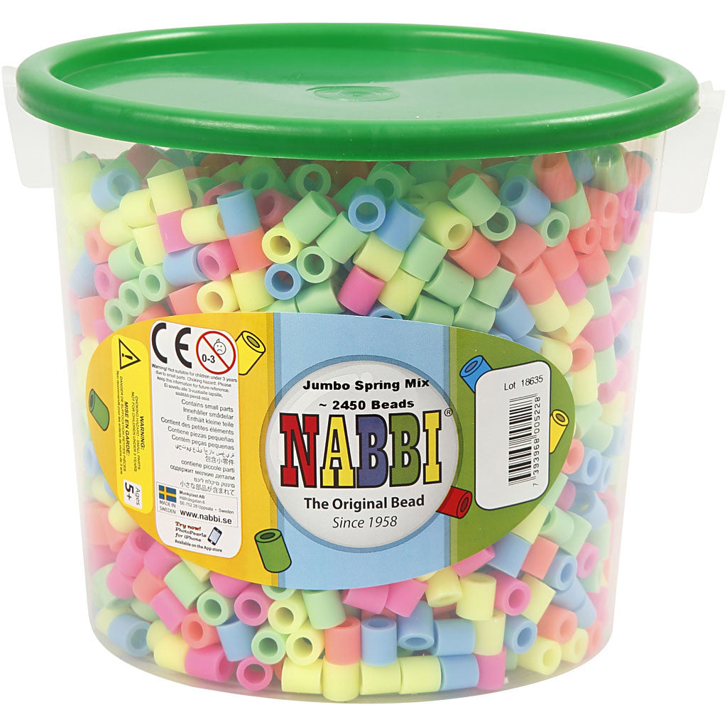 Rörpärlor, stl. 10x10 mm, Hålstl. 5,5 mm, JUMBO, pastellfärger, 2450 mix./ 1 hink [HOB-753523]
