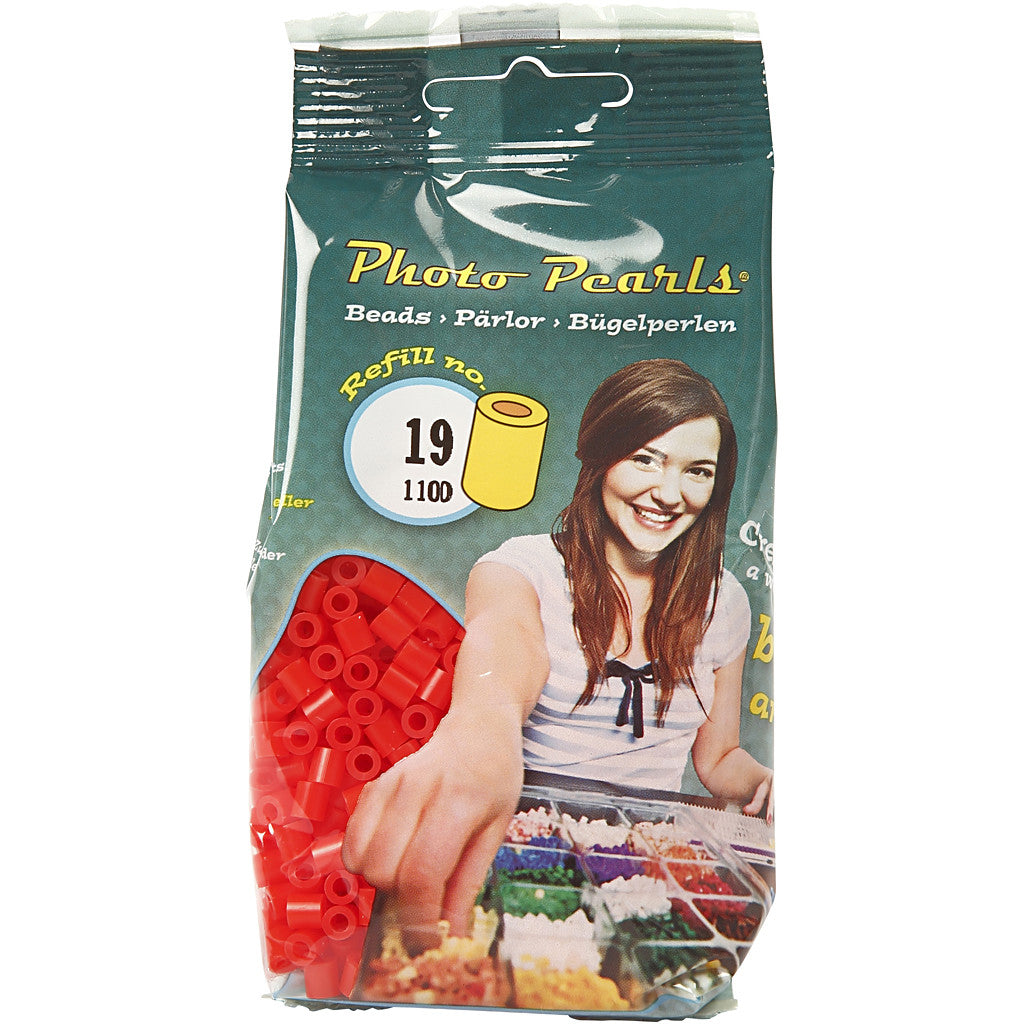 Photo Pearls, stl. 5x5 mm, Hålstl. 2,5 mm, medium, röd (19), 1100 st./ 1 förp. [HOB-755190]