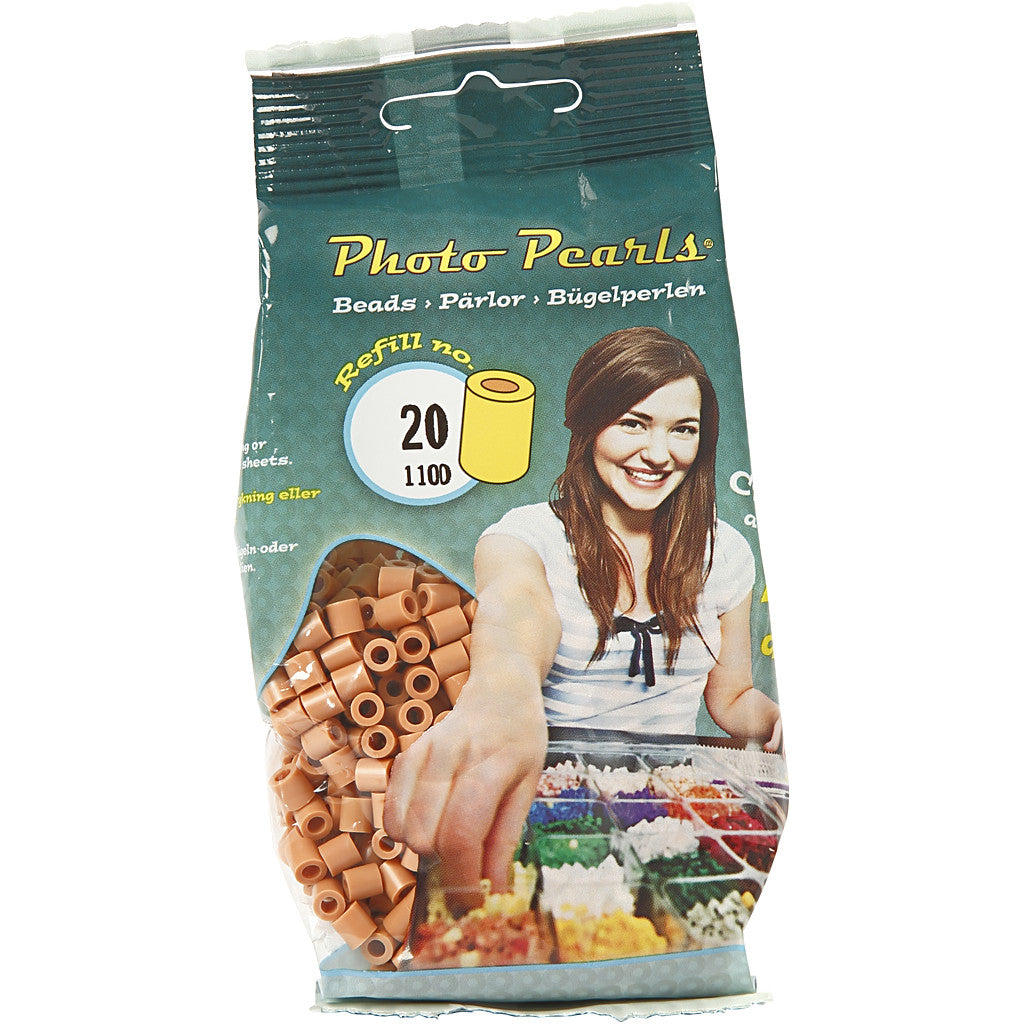 Photo Pearls, stl. 5x5 mm, Hålstl. 2,5 mm, medium, ljusbrun (20), 1100 st./ 1 förp. [HOB-755200]