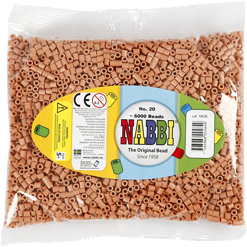 Photo Pearls, stl. 5x5 mm, Hålstl. 2,5 mm, medium, ljusbrun (20), 6000 st./ 1 förp. [HOB-75520]