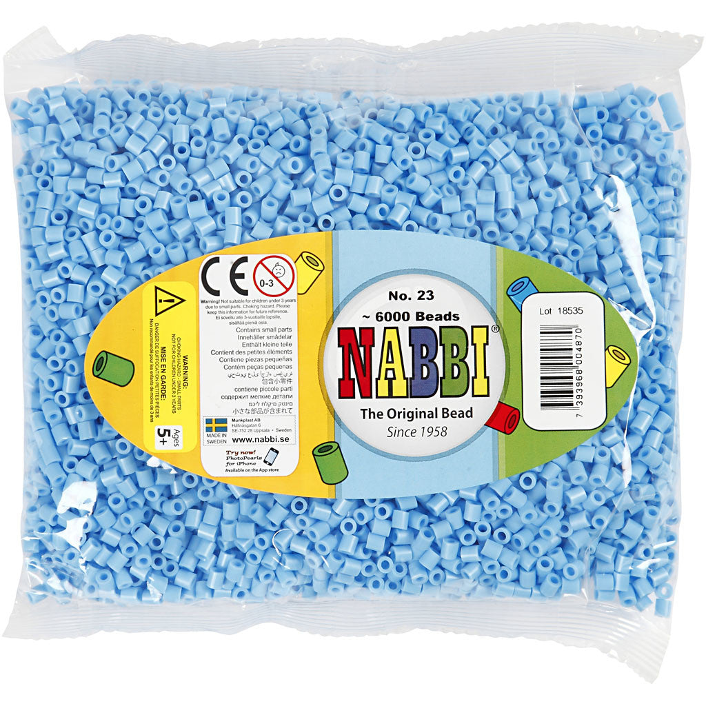 Photo Pearls, stl. 5x5 mm, Hålstl. 2,5 mm, medium, pastellblå (23), 6000 st./ 1 förp. [HOB-75523]