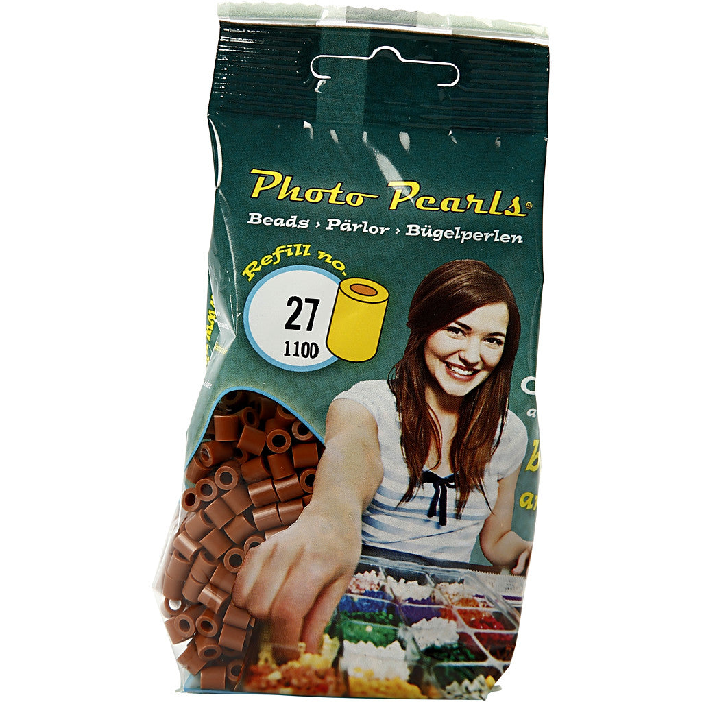 Photo Pearls, stl. 5x5 mm, Hålstl. 2,5 mm, medium, chocolate (27), 1100 st./ 1 förp. [HOB-755270]