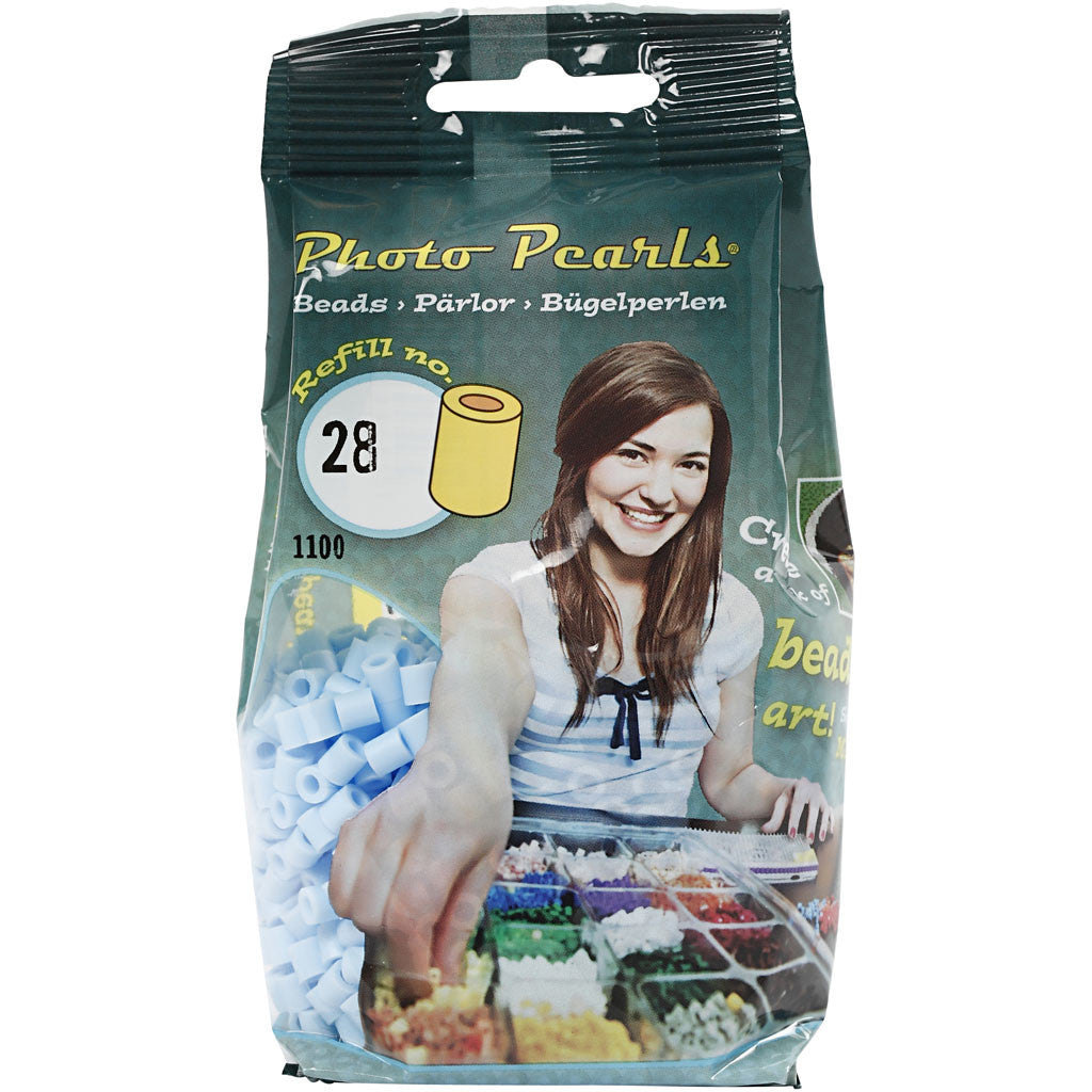 Photo Pearls, stl. 5x5 mm, Hålstl. 2,5 mm, medium, ljusblå (28), 1100 st./ 1 förp. [HOB-755280]