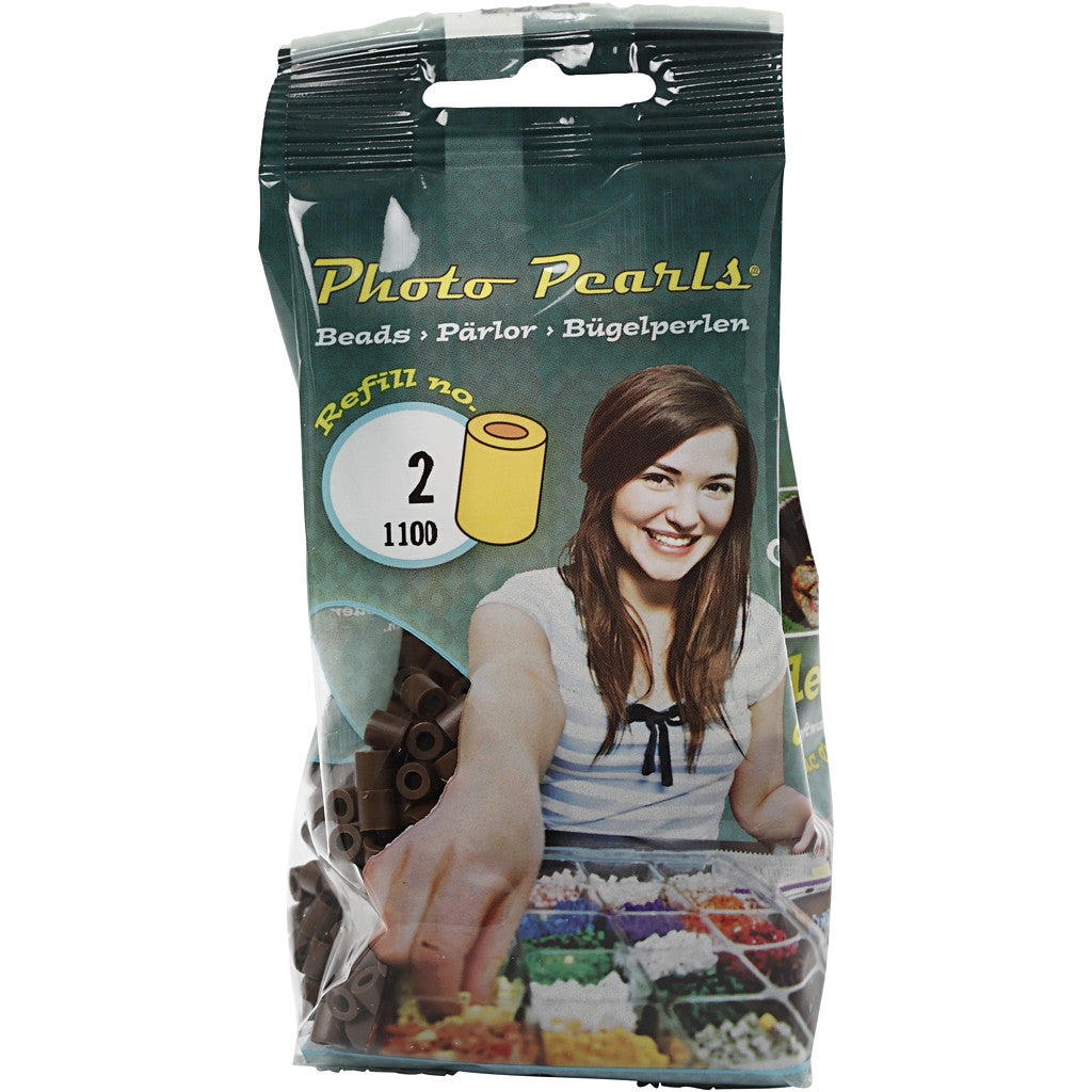 Photo Pearls, stl. 5x5 mm, Hålstl. 2,5 mm, medium, mörkbrun (2), 1100 st./ 1 förp. [HOB-755520]