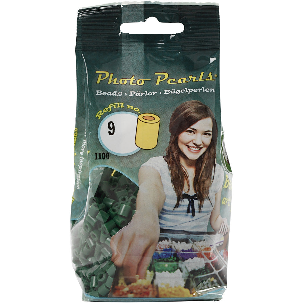 Photo Pearls, stl. 5x5 mm, Hålstl. 2,5 mm, medium, mörkgrön (9), 1100 st./ 1 förp. [HOB-755590]
