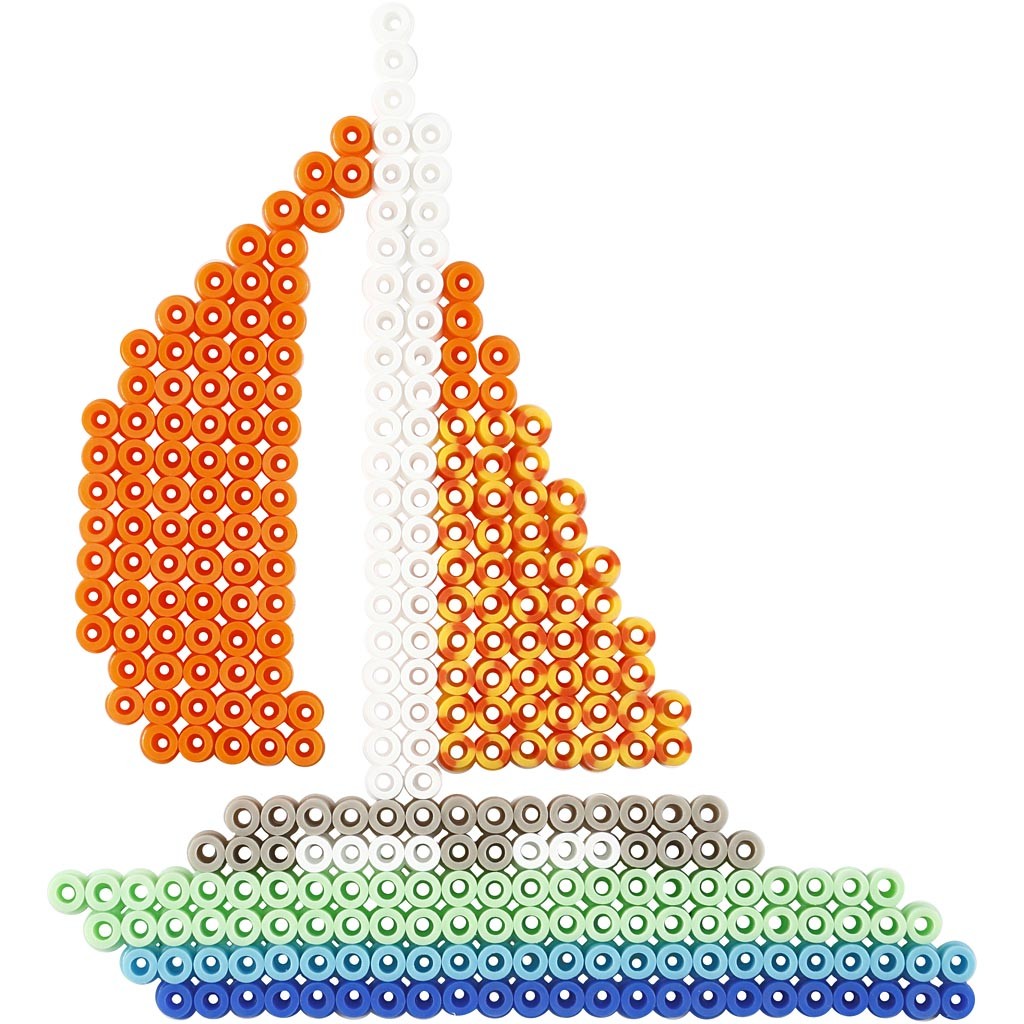Pärlplattor, bil, flygplan, båt, traktor, buss och cykel, stl. 9x9,5+11x16 cm, medium, 6 st./ 1 förp. [HOB-75593]