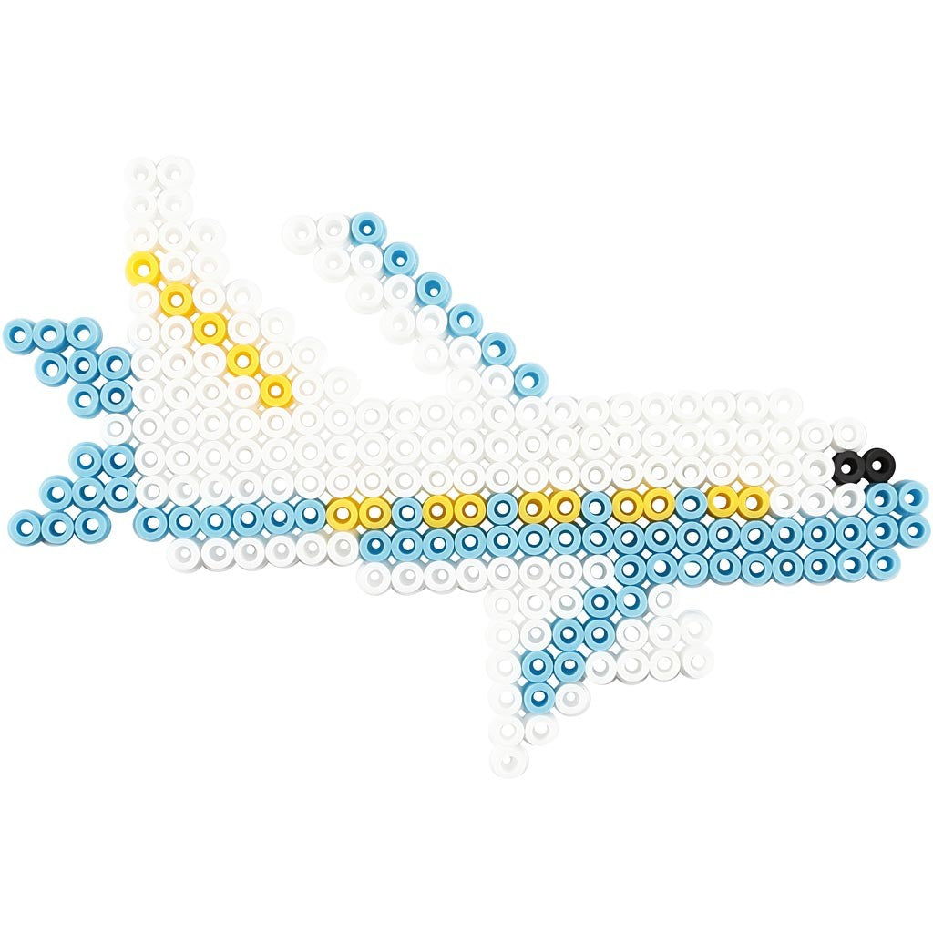 Pärlplattor, bil, flygplan, båt, traktor, buss och cykel, stl. 9x9,5+11x16 cm, medium, 6 st./ 1 förp. [HOB-75593]